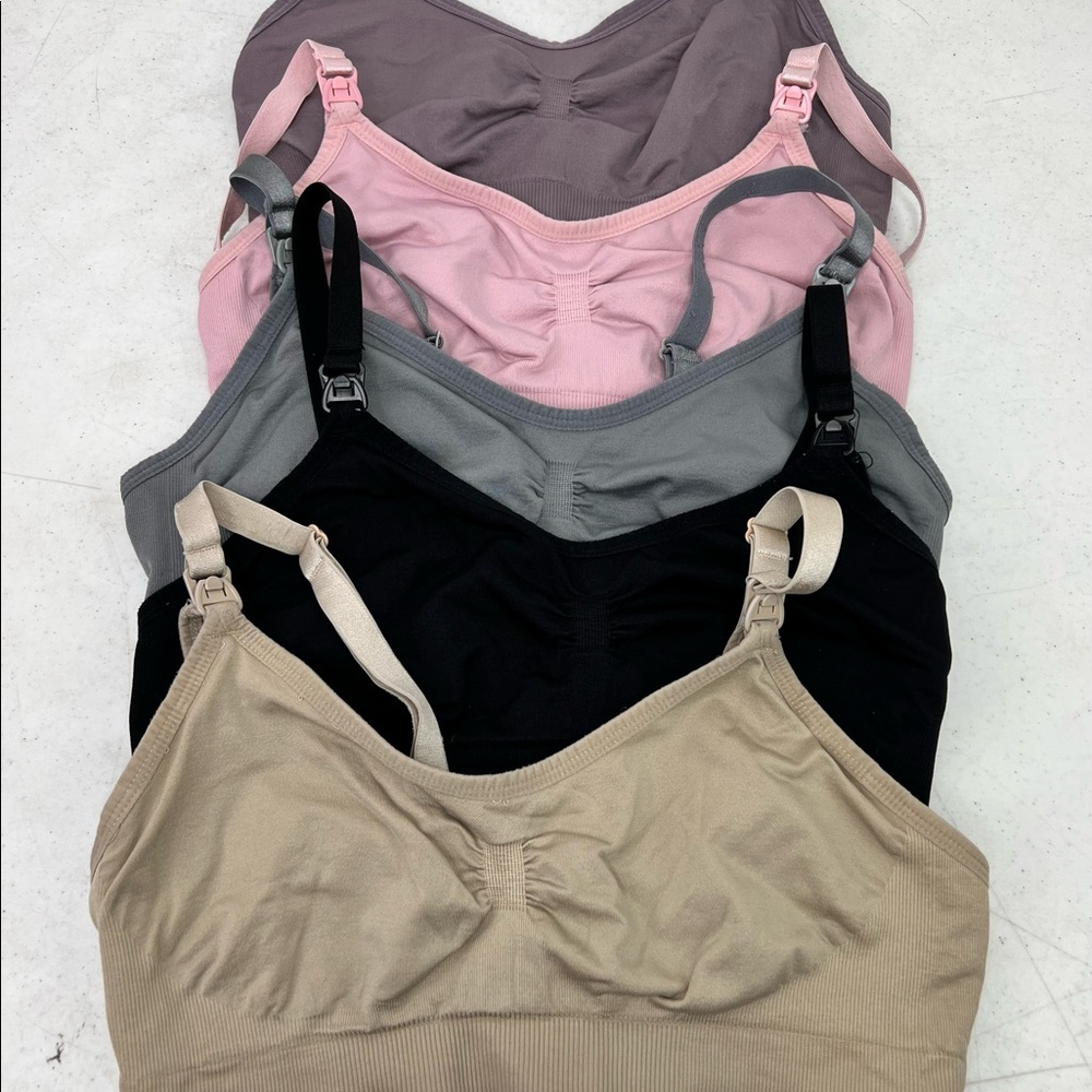Lot of 5 Women’s Nursing Bras Size Medium Spandex Soft Comfortable